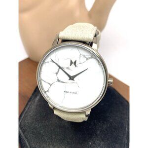 MVMT Women's Watch QMB01-Tima Quartz White Gray Marble Dial Leather Band 38mm